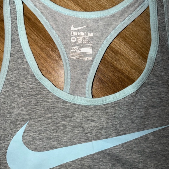 Nike Heather Gray Tank with Light Blue Accents - Picture 2 of 2